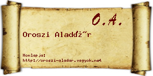 Oroszi Aladár névjegykártya